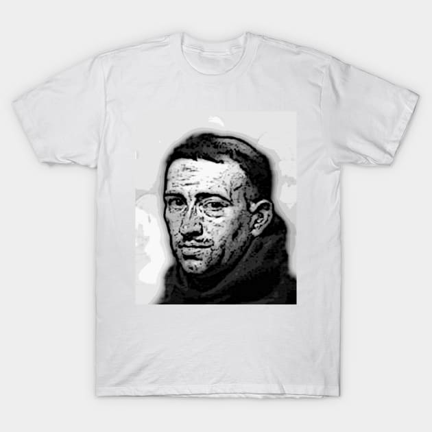 William of Ockham Black and White Portrait | William of Ockham Artwork  12 T-Shirt by JustLit